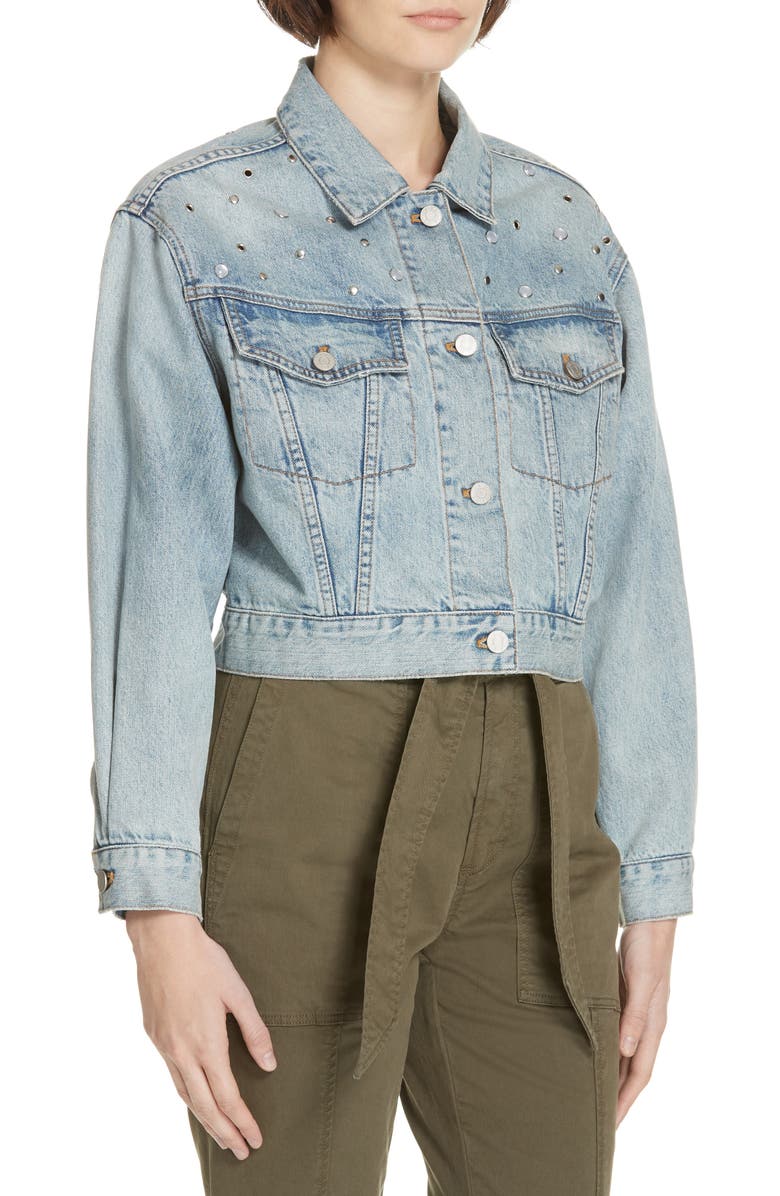 La Vie Rebecca Taylor Embellished Denim Jacket, Alternate, color, 