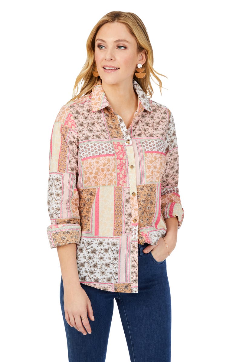 Foxcroft Ava Antique Scarf Cotton Button-Up Shirt, Alternate, color, Pink Rosato