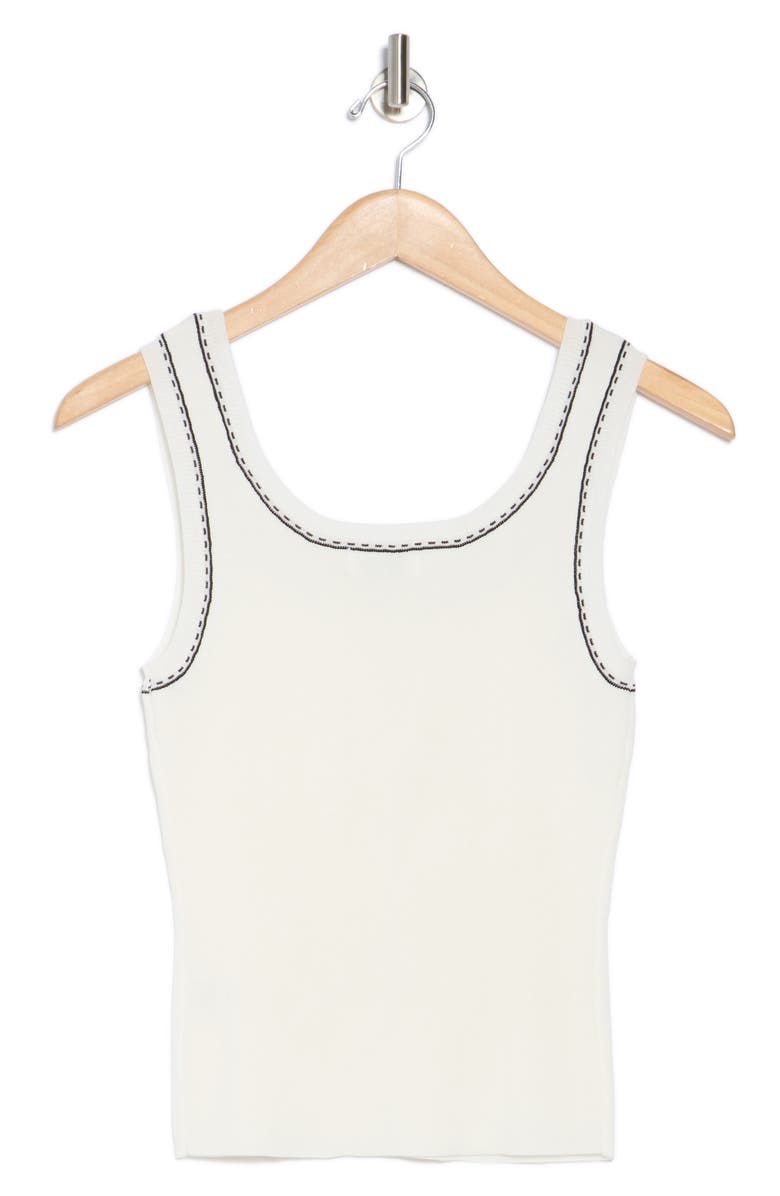 Blu Pepper Contrast Stitch Scoop Neck Sweater Tank, Alternate, color, White