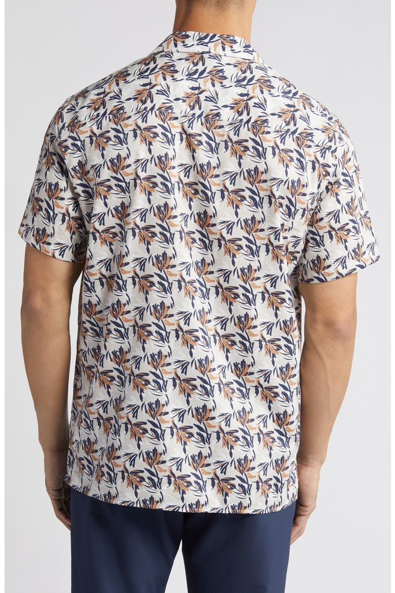 Foliage Print Short Sleeve Cotton & Modal Camp Shirt, Alternate, color, IVORY