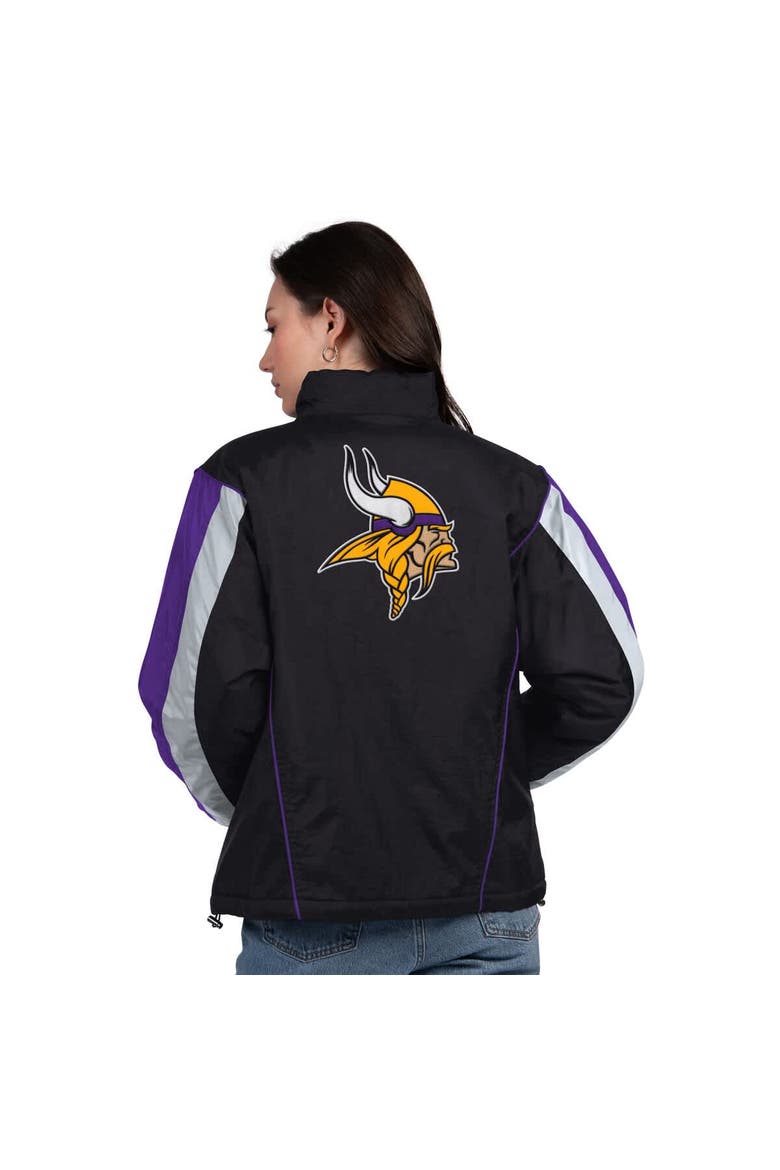 Women's Starter Black/Purple Minnesota Vikings Thursday Night Gridiron Half-Zip Jacket, Alternate, color, Black