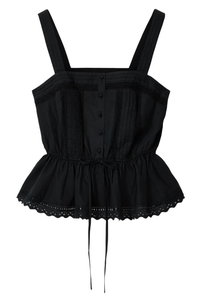 Gwen Peplum Cotton Top, Alternate, color, BLACK