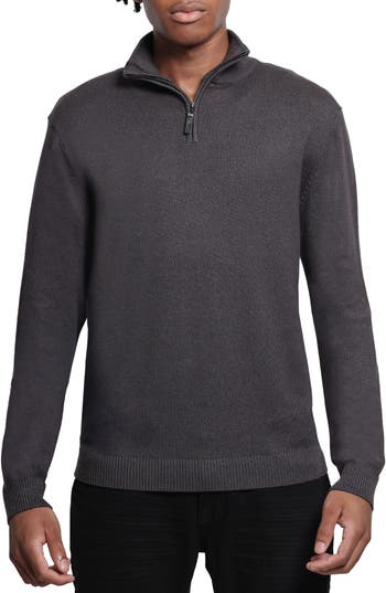 X-ray Xray Quarter Zip Mock Neck Sweater In Heather Charcoal