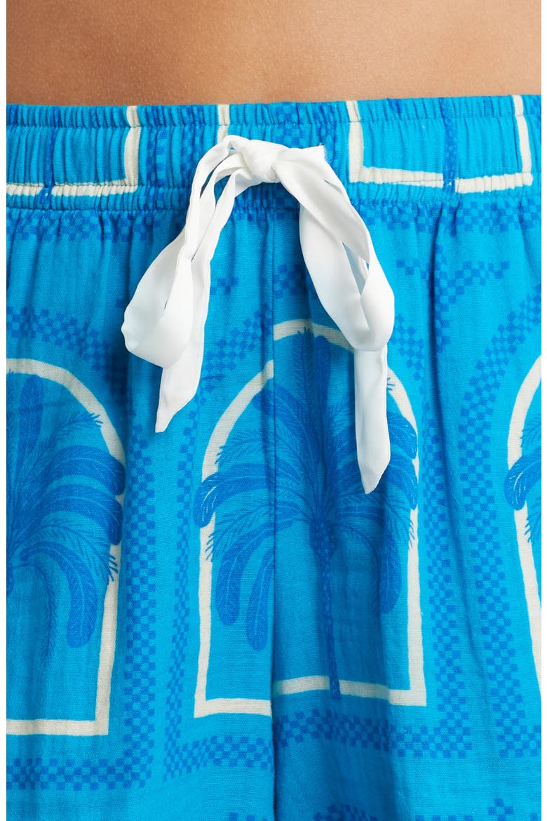 Print Cotton Short Pajamas, Alternate, color, RESORT PALMS