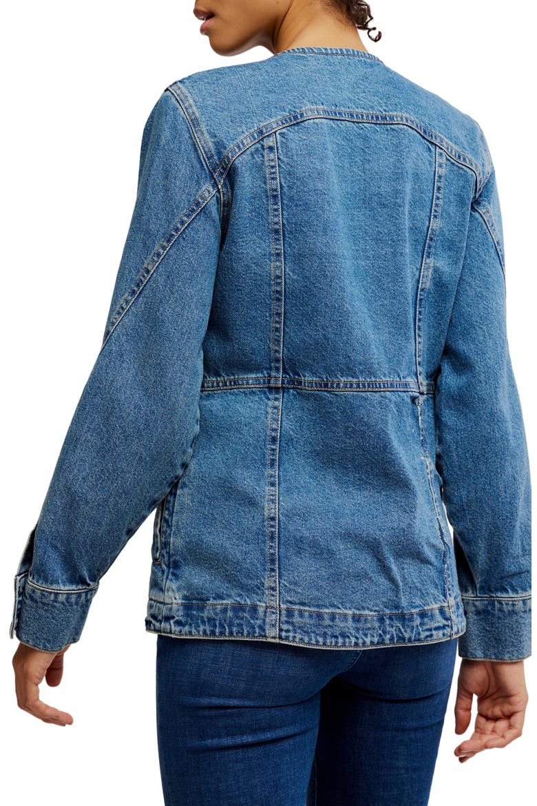 Lula Collarless Denim Jacket, Alternate, color, RIVER BLUES