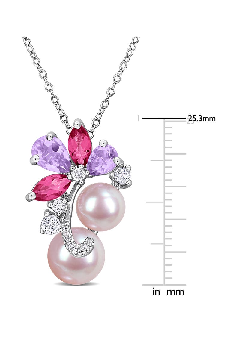 7-9mm Cultured Freshwater Pearl Pendant Necklace, Alternate, color, PINK MULTI