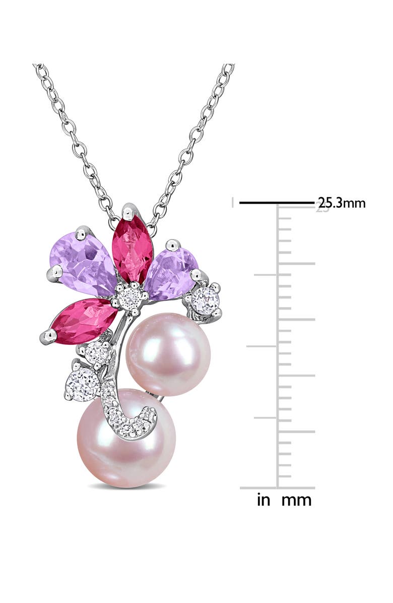 DELMAR 7-9mm Cultured Freshwater Pearl Pendant Necklace, Alternate, color, Pink Multi