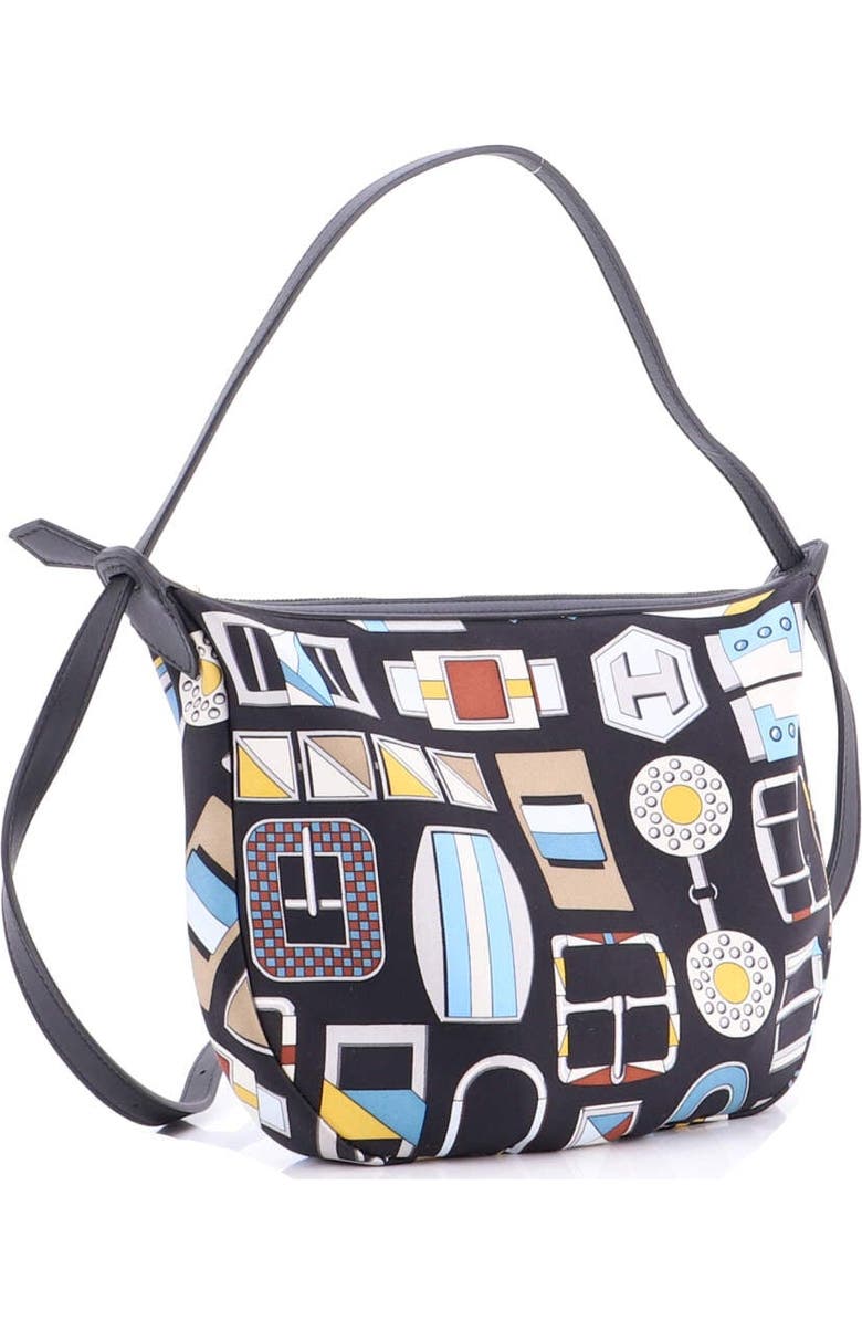 Pre-Owned Hermes Sursoie To Go Pouch Printed Silk and Leather, Alternate, color, Bleu Indigo