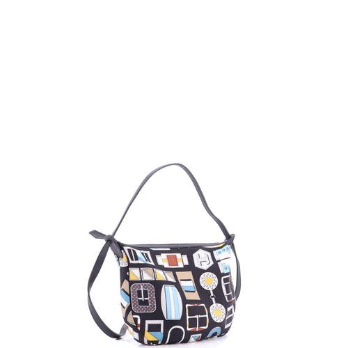 Pre-owned Hermes Hermes Sursoie To Go Pouch Printed Silk And Leather In Blue