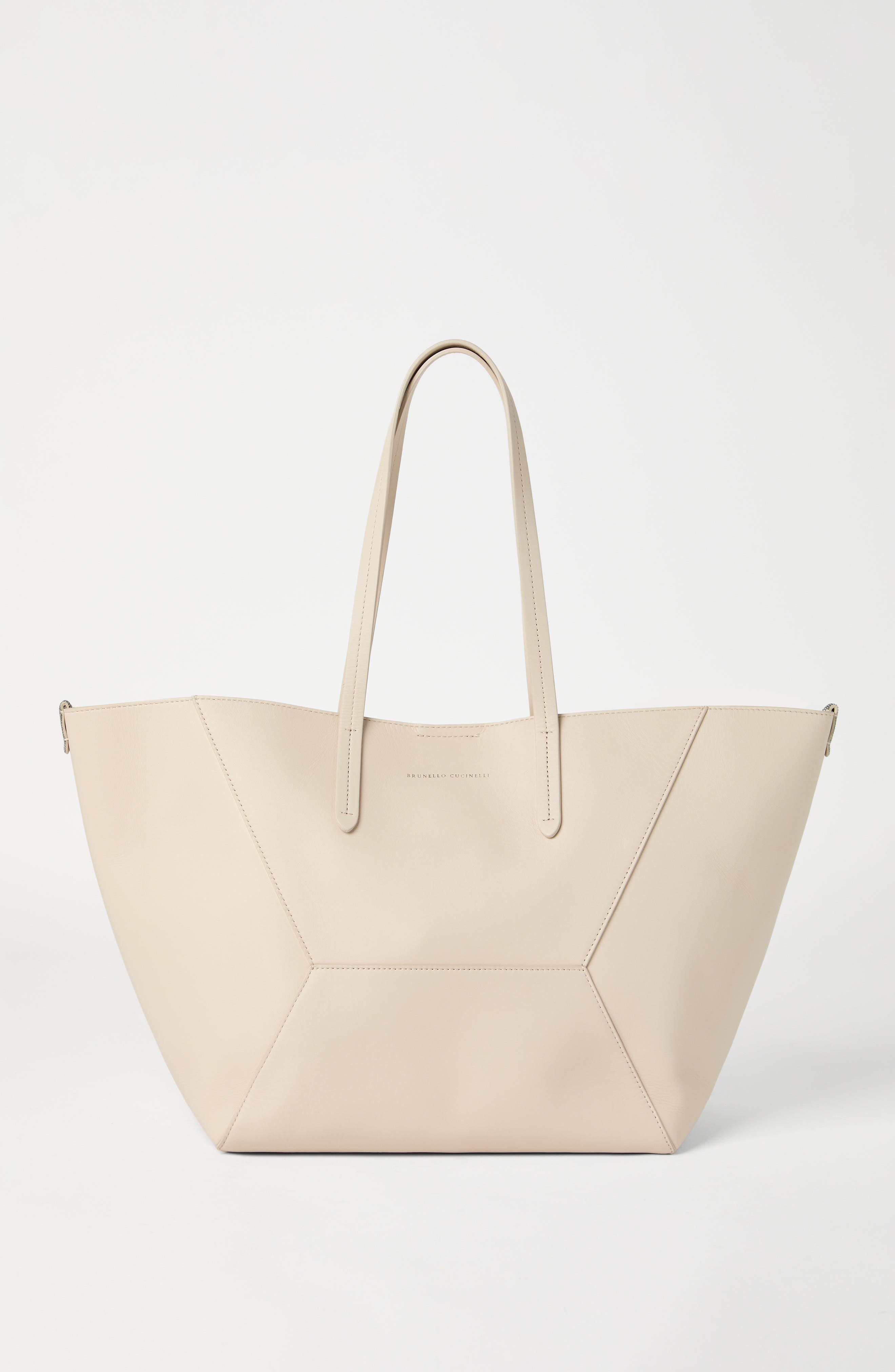 Brunello Cucinelli Calfskin BC Duo bag, Alternate, color, Ivory