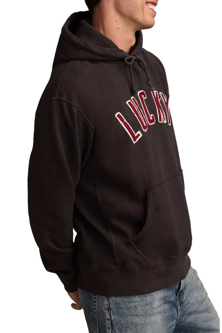 Arch Logo Appliqué Hoodie, Alternate, color, NAVY