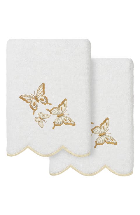 2-Piece Brittney Embroidered Turkish Cotton Hand Towel Set