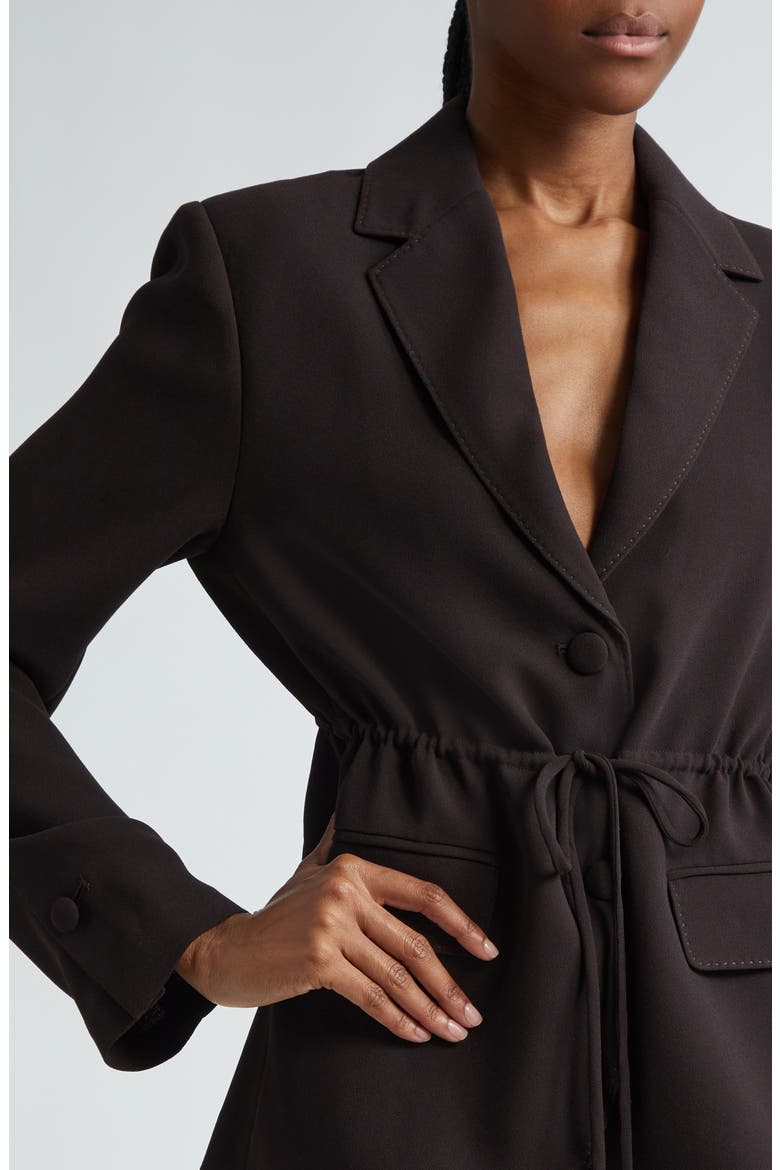 Fluid Satin Back Crepe Drawstring Blazer, Alternate, color, MOCHA