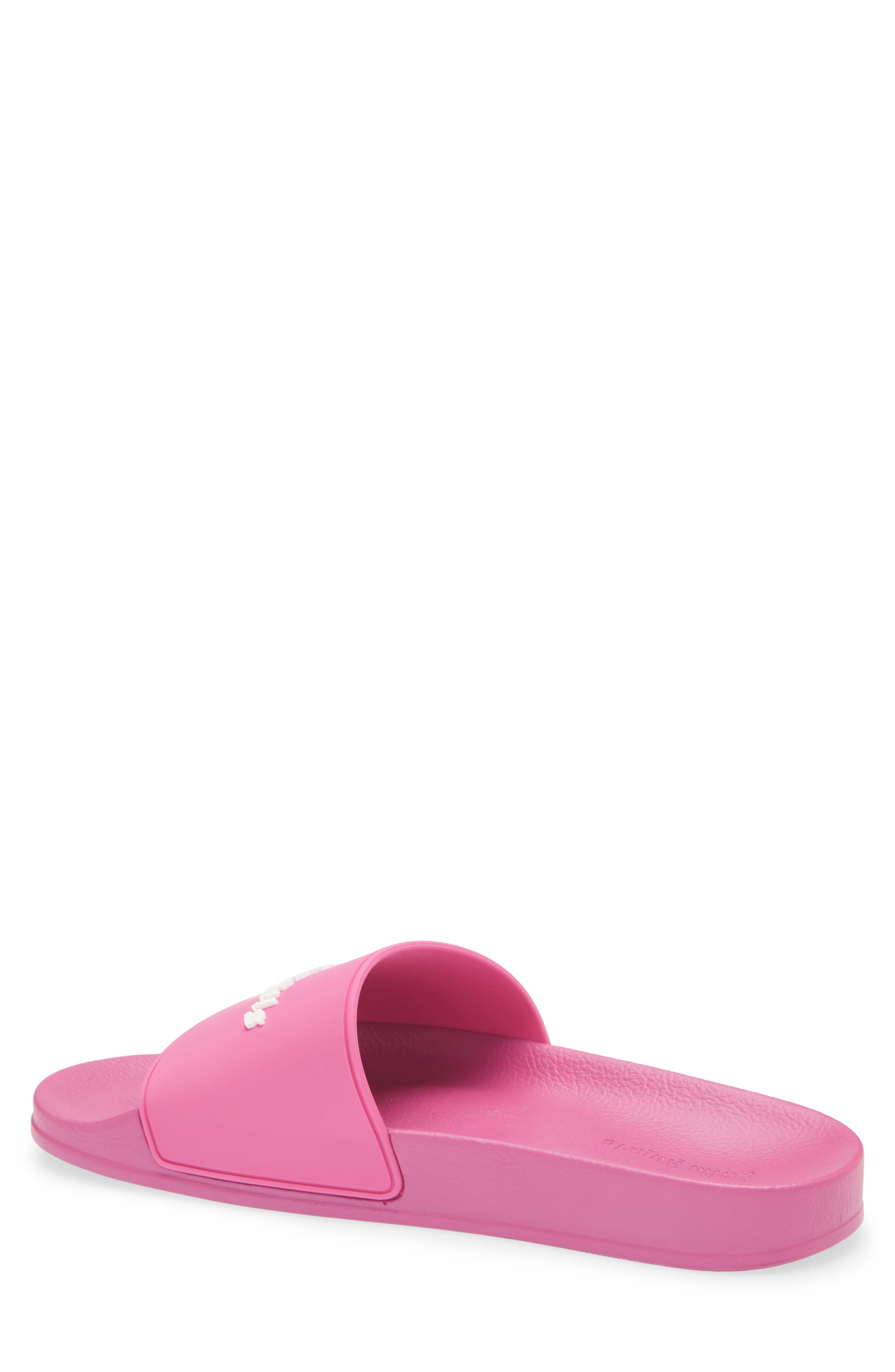 Palm Angels Logo Pool Slide Sandal, Alternate, color, Fuchsia/White