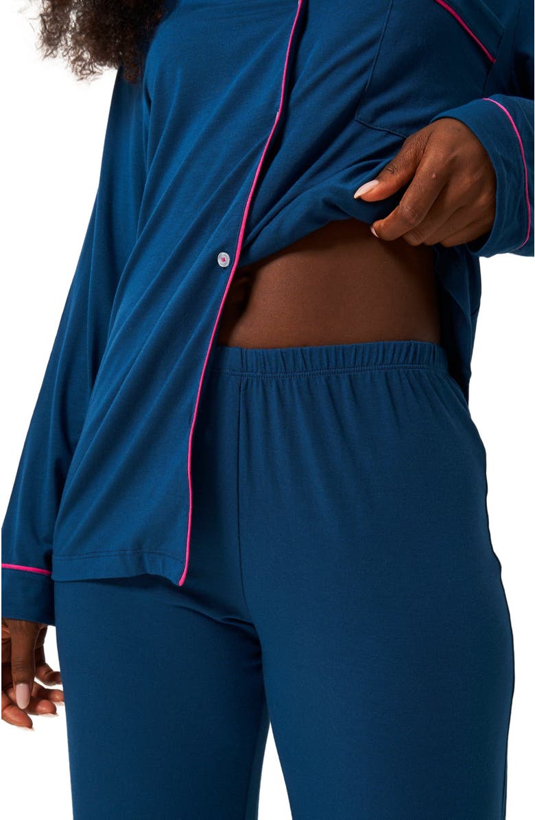 Stripe & Stare Long Pyjama Set, Alternate, color, Midnight & Raspberry