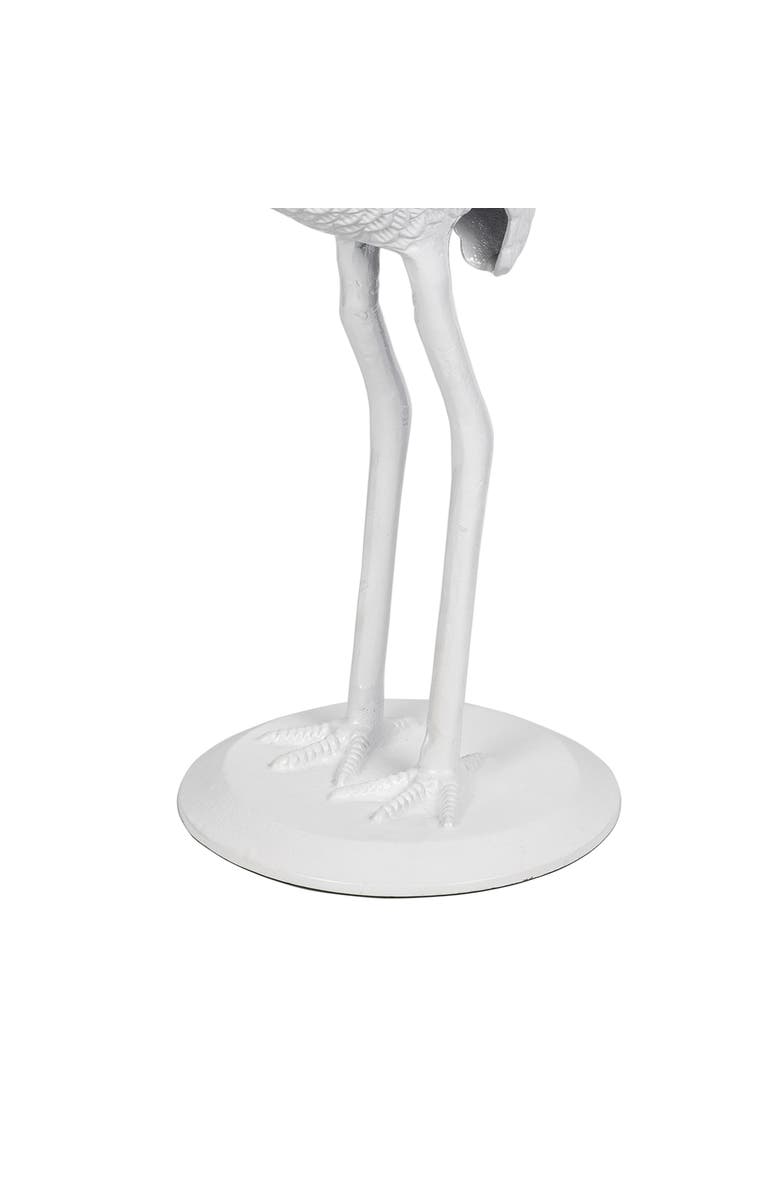JONATHAN Y Blanche Coastal Flamingo Accent End Table, Round Glass Top Iron Base, Whimsical Side Table for Living Room, Alternate, color, White/Clear