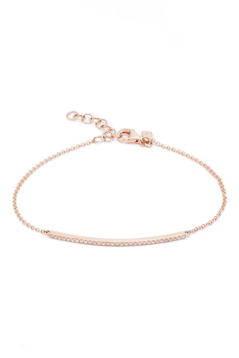 Diamond Bar Chain Bracelet, Main, color, ROSE GOLD