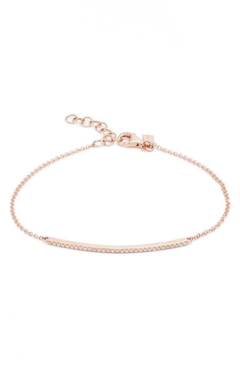 EF Collection Diamond Bar Chain Bracelet, Main, color, Rose Gold