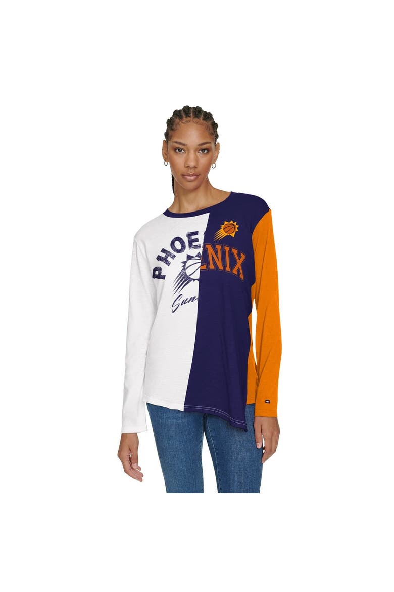 Women's Tommy Jeans White/Purple Phoenix Suns Amelia Color Blocked Long Sleeve T-Shirt, Alternate, color, White