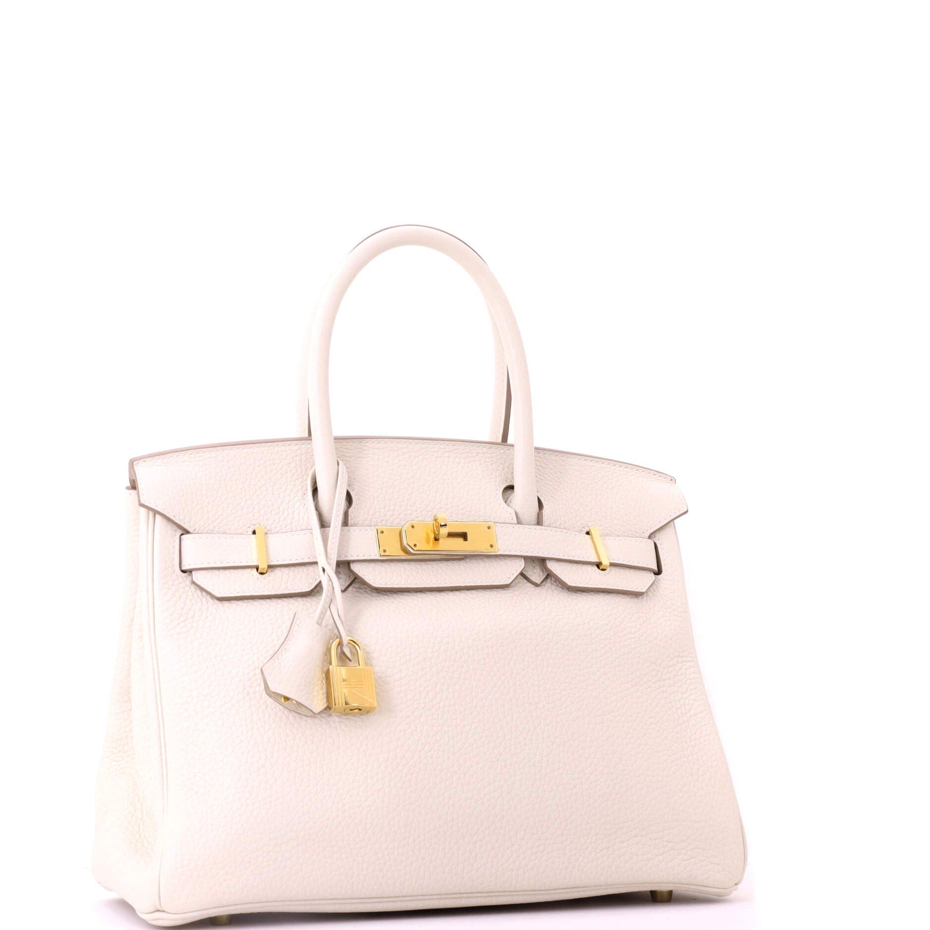 Pre-Owned Hermes Birkin Handbag Light Clemence with Gold Hardware 30, Alternate, color, Craie