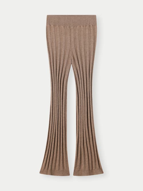 Gobi Mongolian Cashmere Textured Knit Cashmere Pants In Taupe