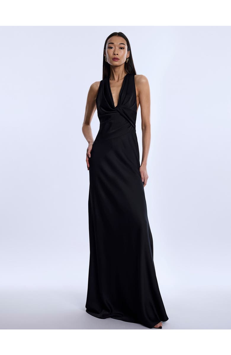 BCBGMAXAZRIA Cowl Neck Halter Gown, Alternate, color, Black