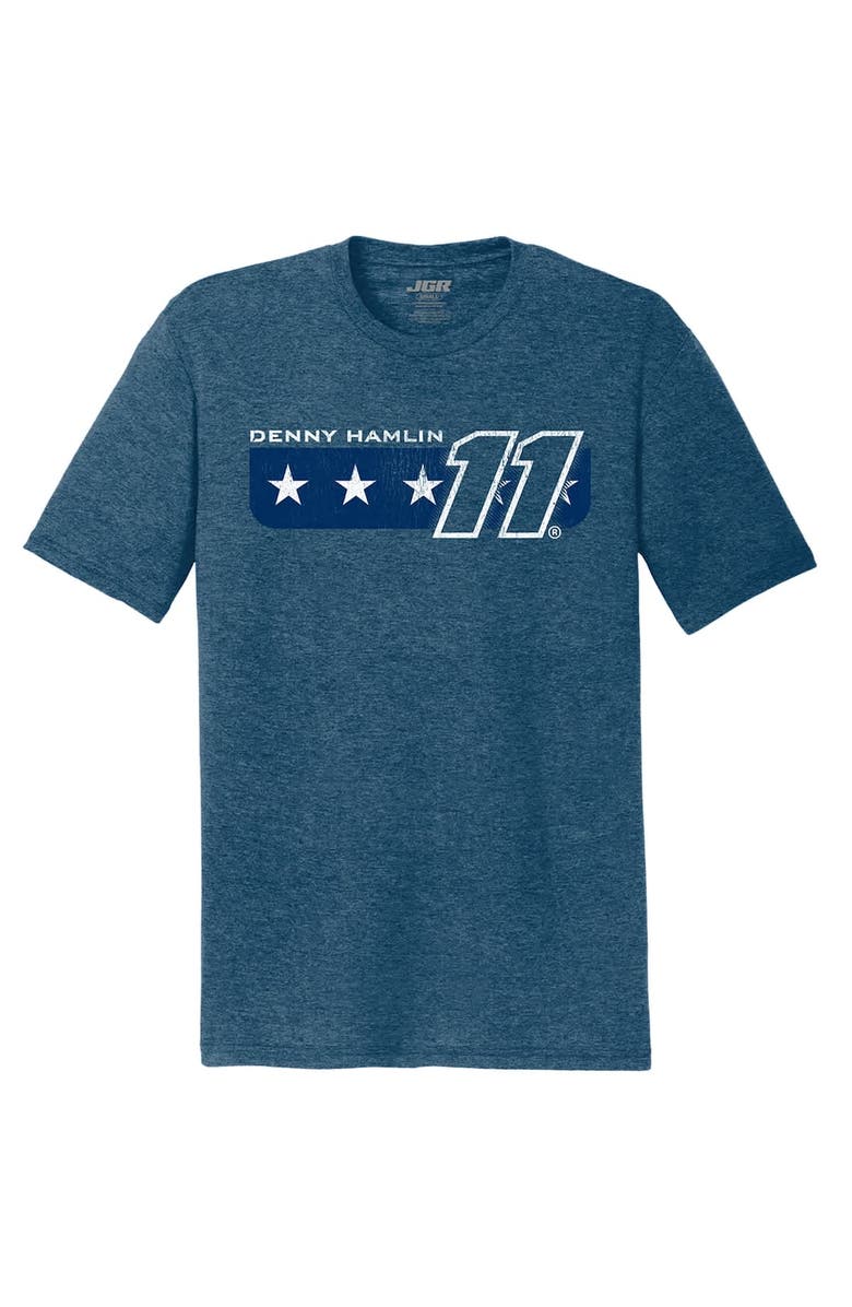JOE GIBBS RACING TEAM COLLECTION Men's Joe Gibbs Racing Team Collection Heather Navy Denny Hamlin Name & Number Tri-Blend T-Shirt, Alternate, color, Heather Navy