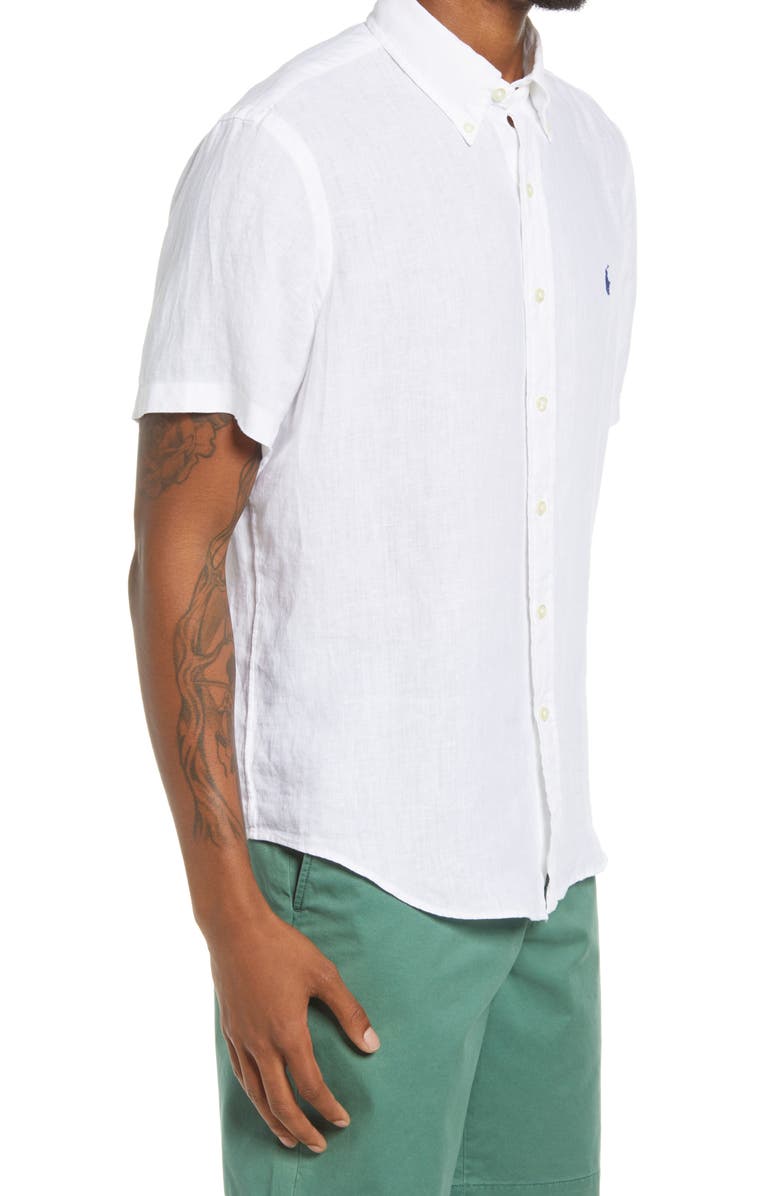 Polo Ralph Lauren Short Sleeve Linen Button-Down Shirt, Alternate, color, 