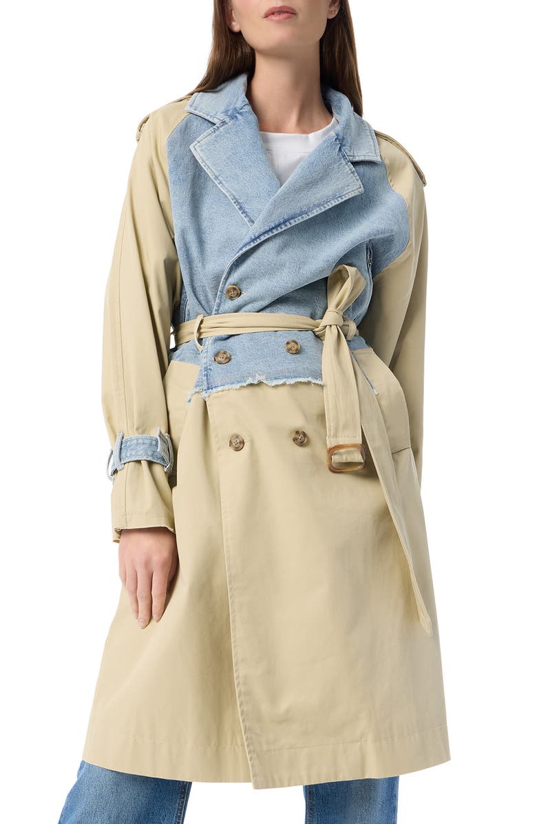 DO by Dee Ocleppo Julia Mixed Media Trench Coat, Main, color, Camel / Stratus Wash