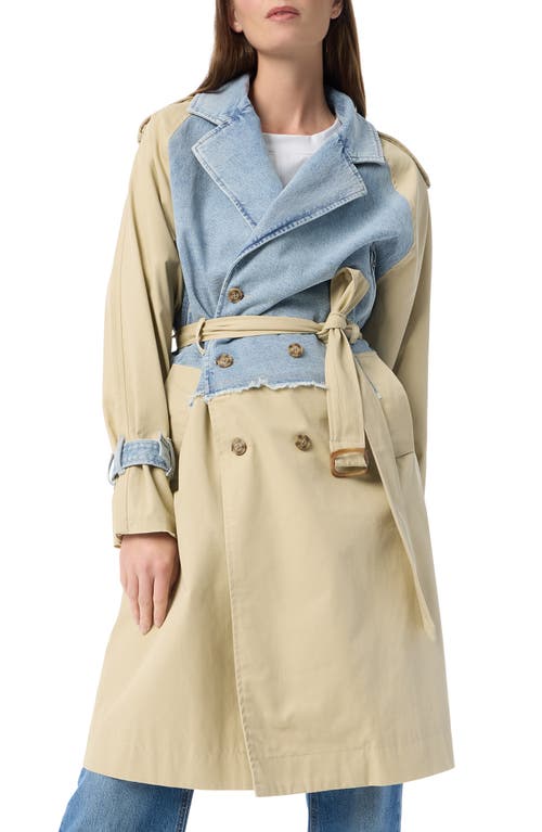 Do By Dee Ocleppo Julia Mixed Media Trench Coat In Camel/stratus Wash