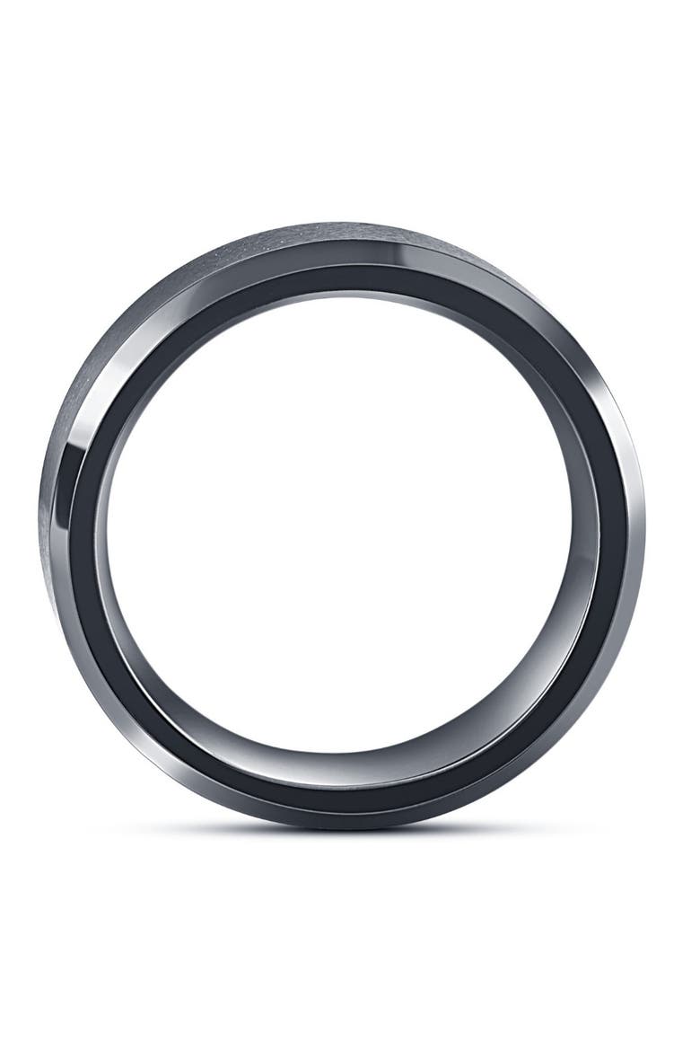Men's Brushed Black Tungsten 6mm Beveled Ring Wedding Band, Alternate, color, Black Tungsten
