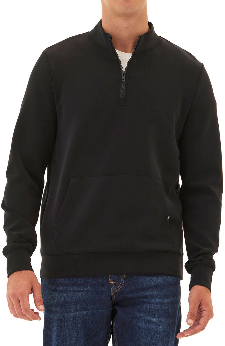 Threads 4 Thought Trevor Peached Half Zip Pullover, Main, color, Black