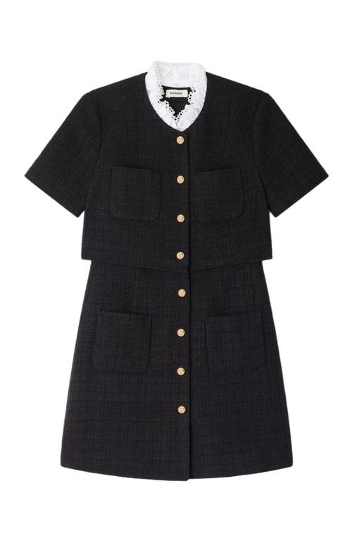 Sandro Short Dress With Detachable Collar In Black
