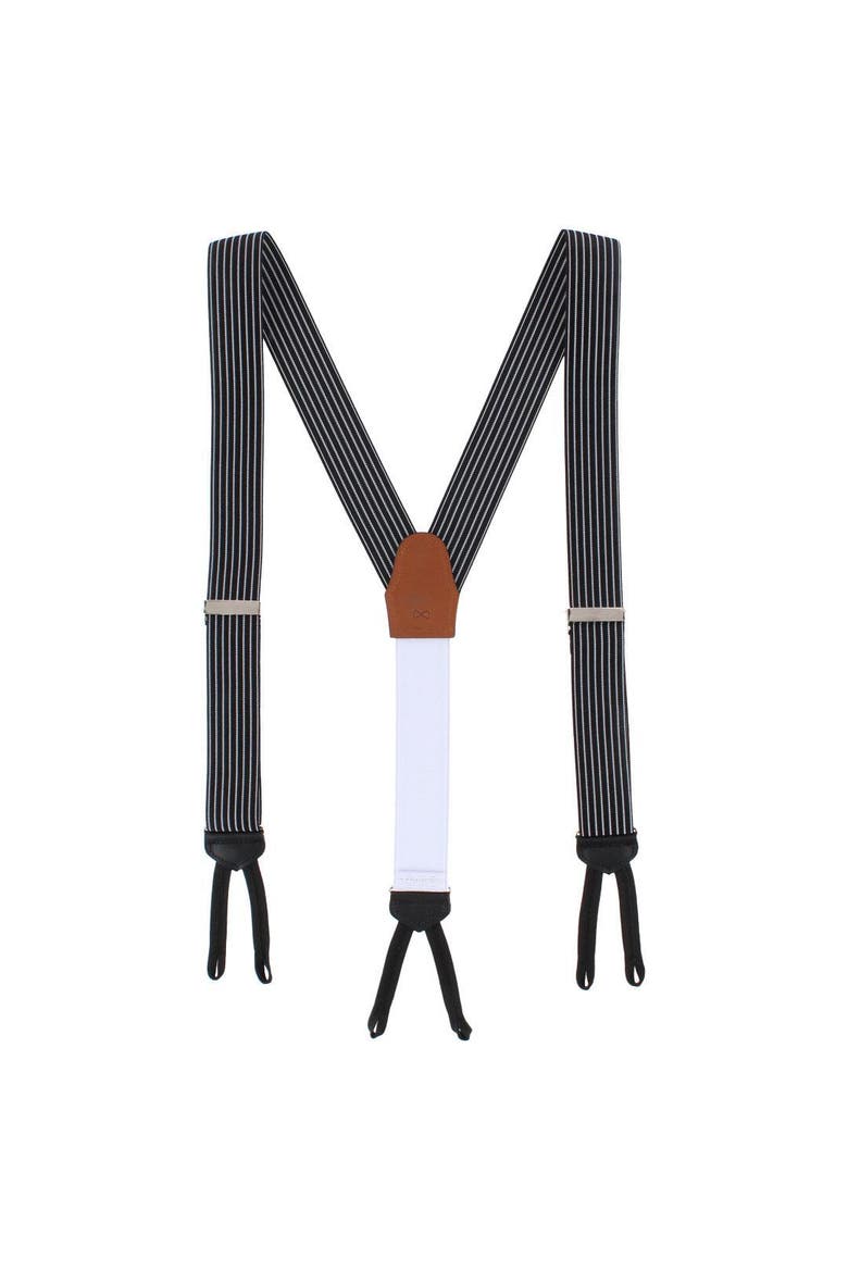 Big and Tall Voltaire Chalk Stripe Elastic Formal End Suspenders, Alternate, color, Black