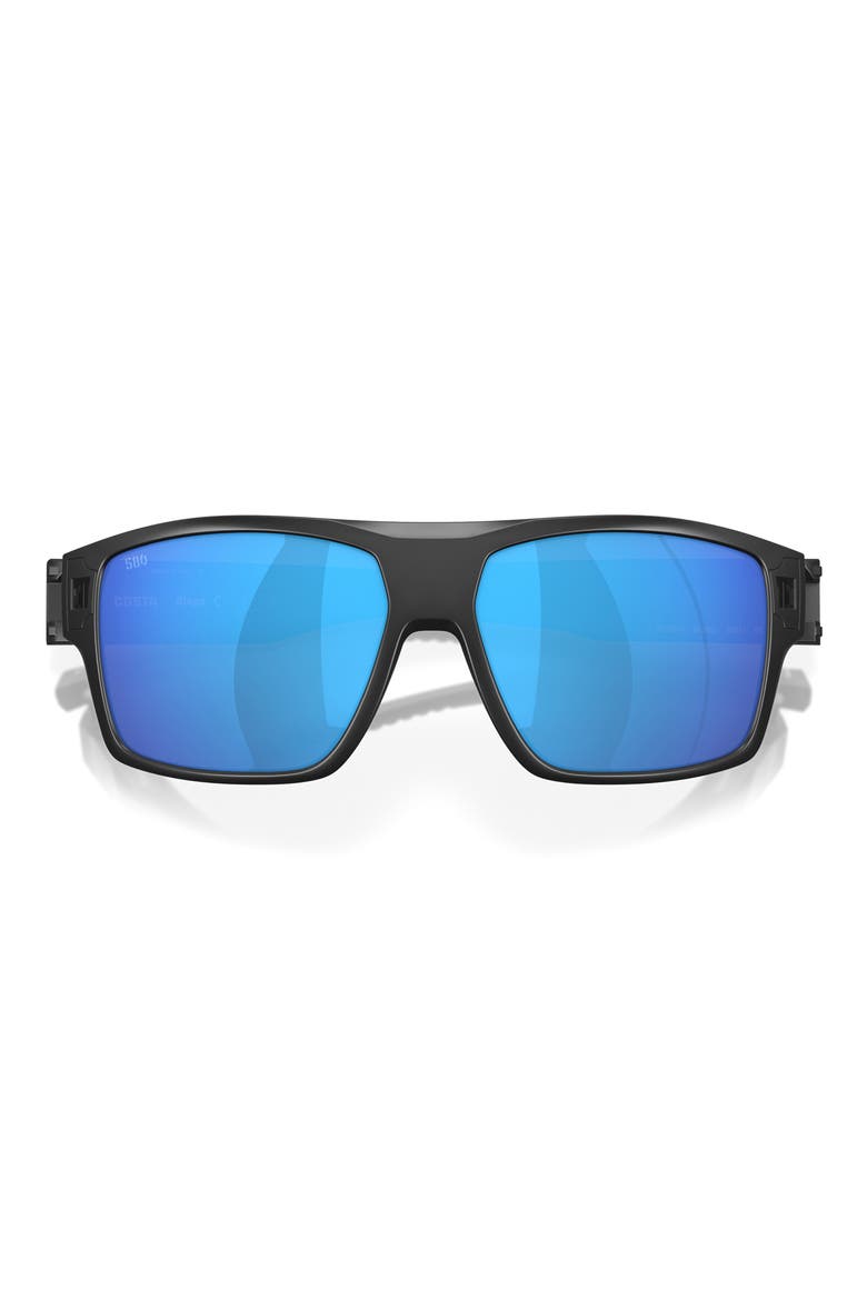 Diego 62mm Mirrored Polarized Oversize Rectangular Sunglasses, Alternate, color, MATTE BLACK