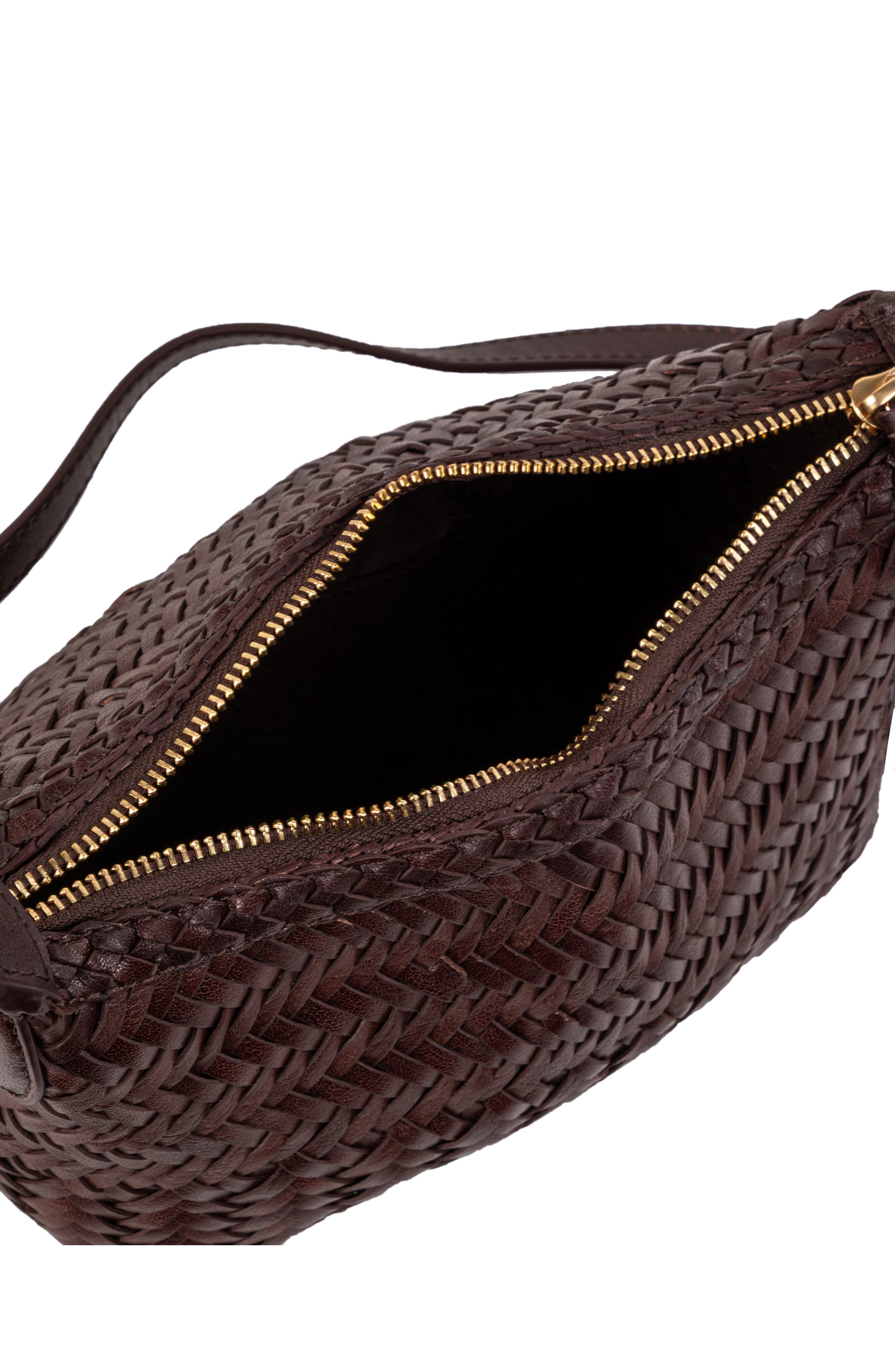 Sam Edelman Kasey Woven Leather Crossbody Bag, Alternate, color, Dark Brown