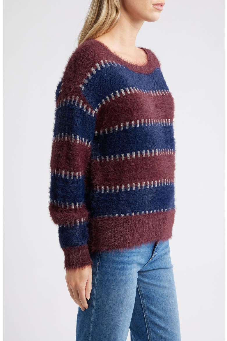 Stripe Metallic Boat Neck Sweater, Alternate, color, PLUM/ MIDNIGHT