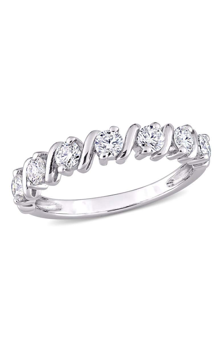 Julianna B. Moissanite Swirl Anniversary Band, Main, color, Sterling Silver