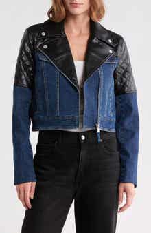 Joan Mixed Media Moto Jacket