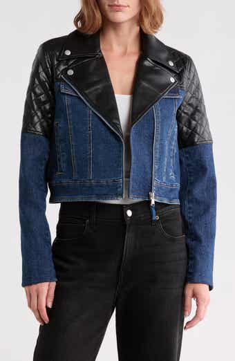 Joan Mixed Media Moto Jacket