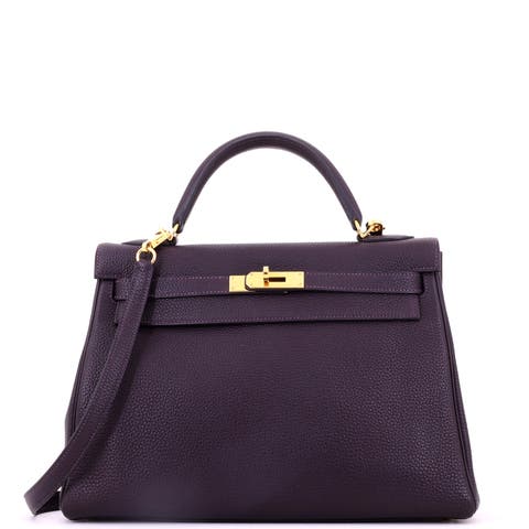Kelly Handbag Purple Togo With Gold Hardware 32