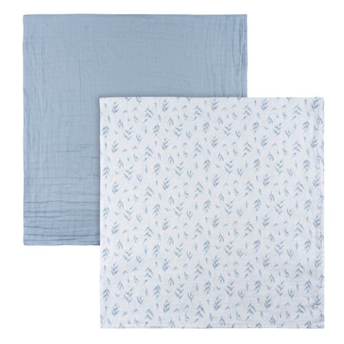 Just Born Muslin Swaddle Blue Blankets 2-pack In Blue