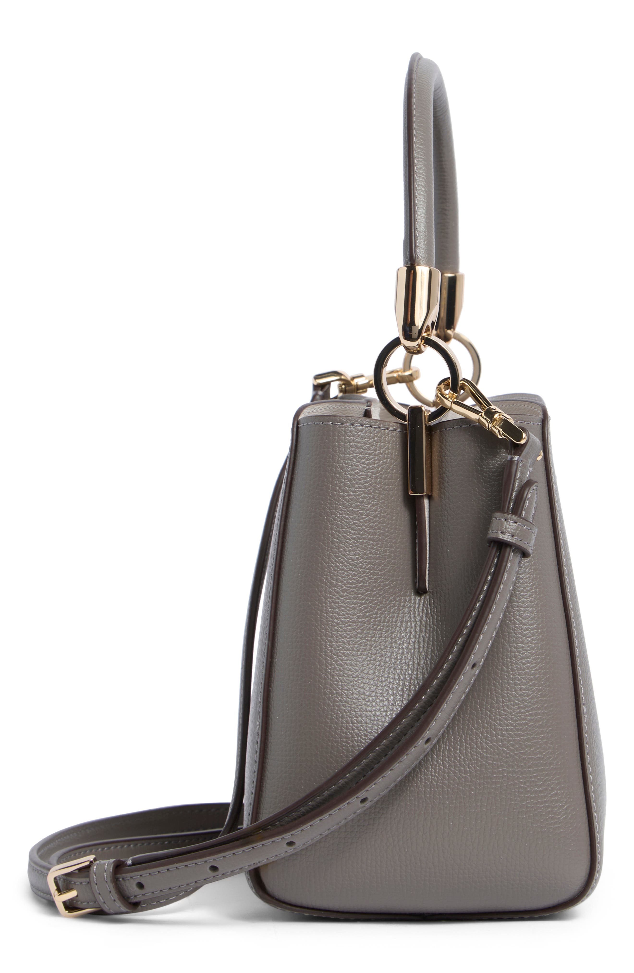 phoebe refined grain leather satchel, Alternate, color, HARE GREY