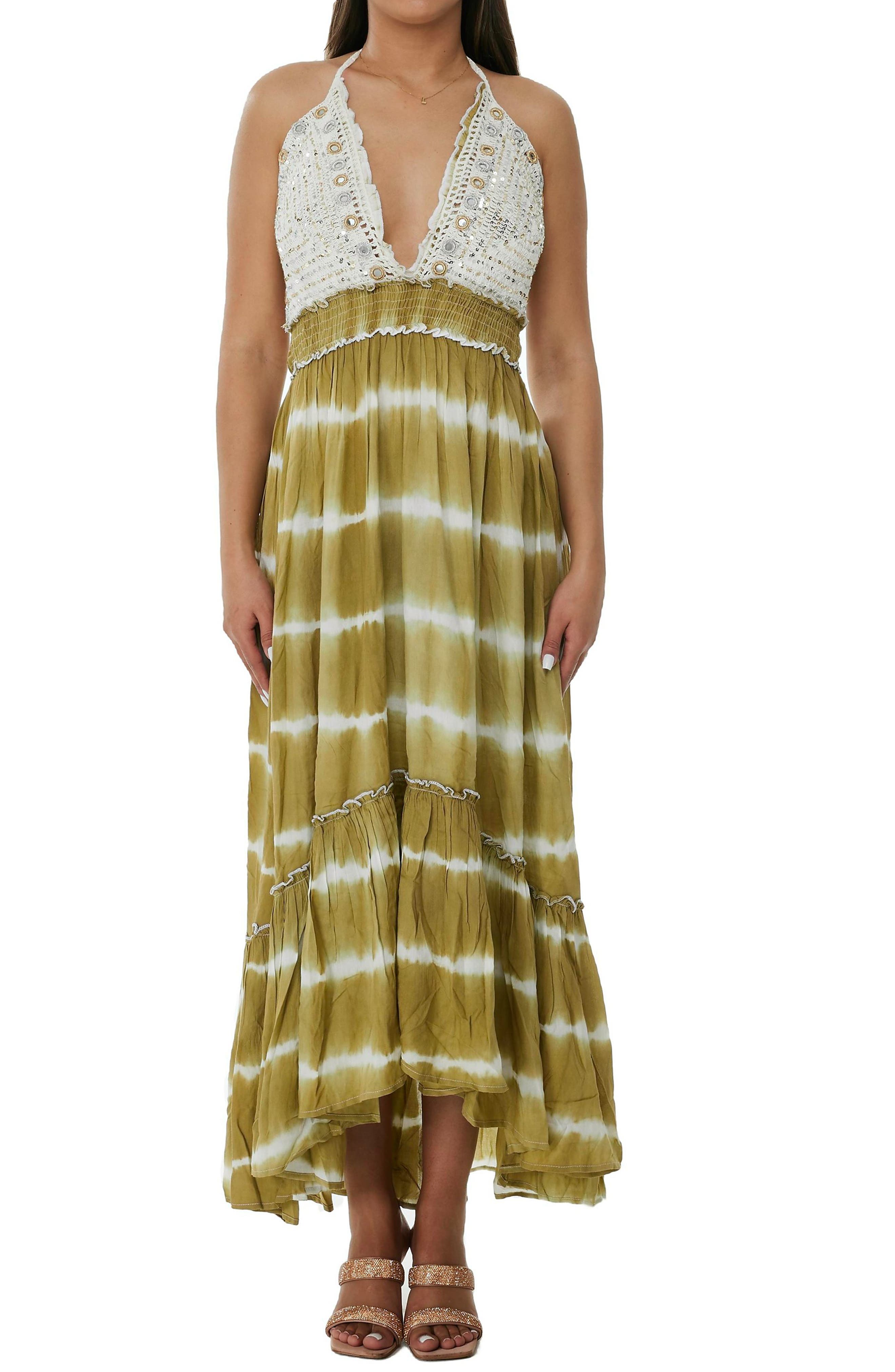 Embellished Halter Maxi Dress