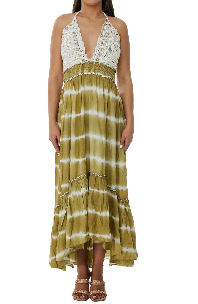 RANEES Embellished Halter Maxi Dress, Main, color, Green