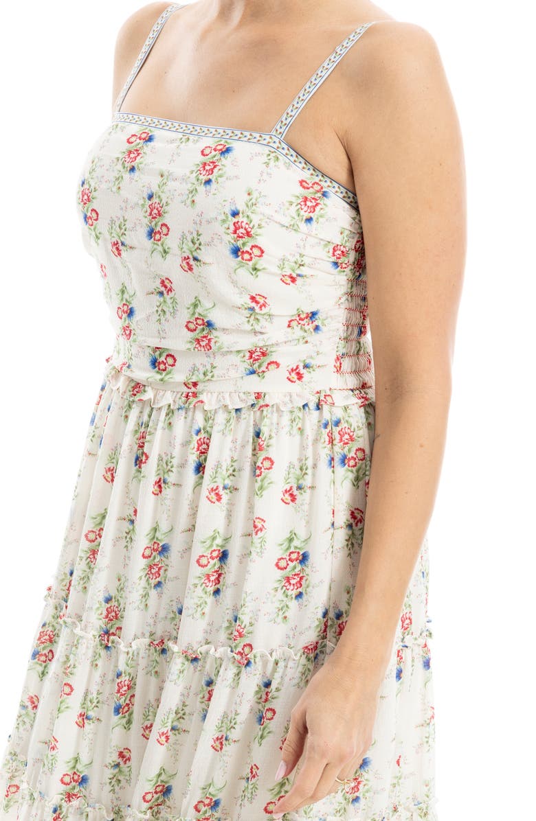 MAX STUDIO Floral Print Maxi Dress, Alternate, color, Cream/ Red Bouquet Stripe