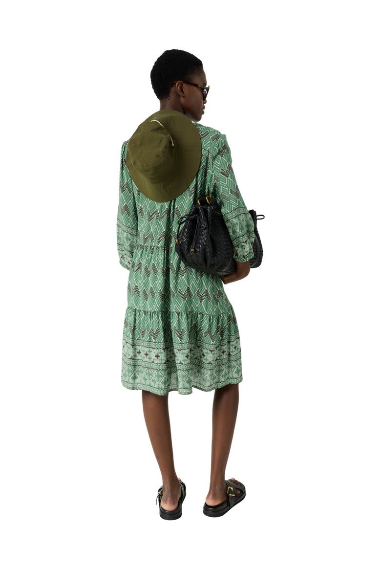 Rim Geometric Tunic Knee-Length Dress, Alternate, color, Green