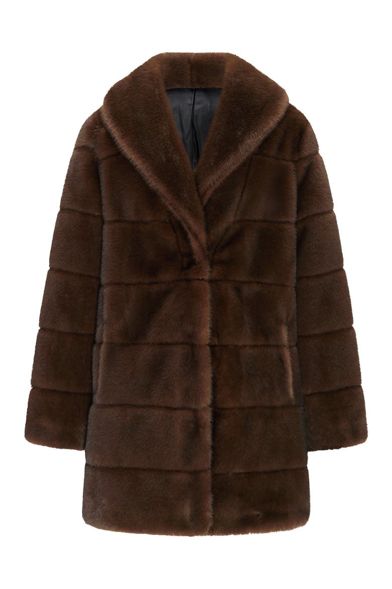 Fur-Free Mink (Faux Fur) Horizontal Stroller, Shawl Collar, Alternate, color, BROWN