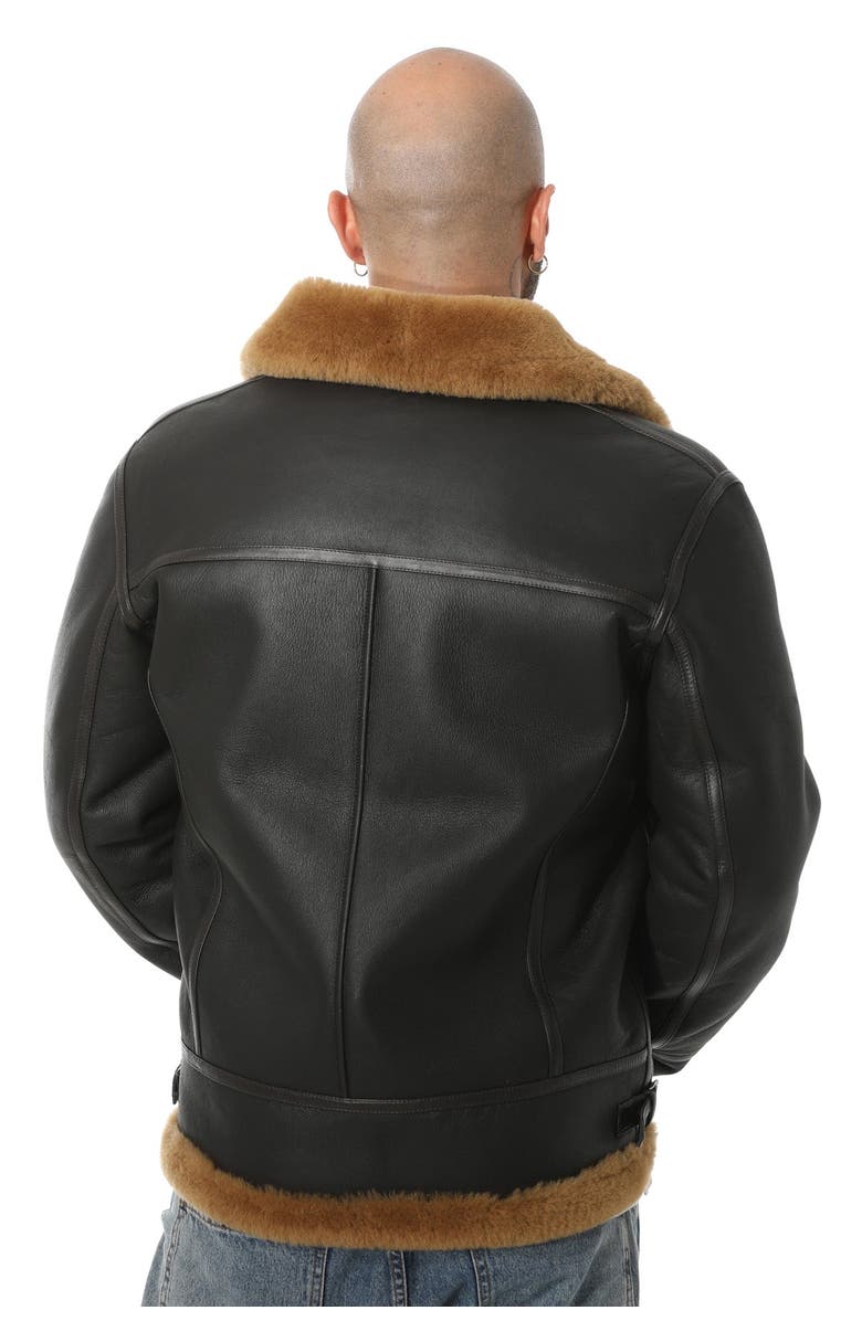 Furniq UK Rupert Leather Shearling Aviator Jacket, Alternate, color, Brown