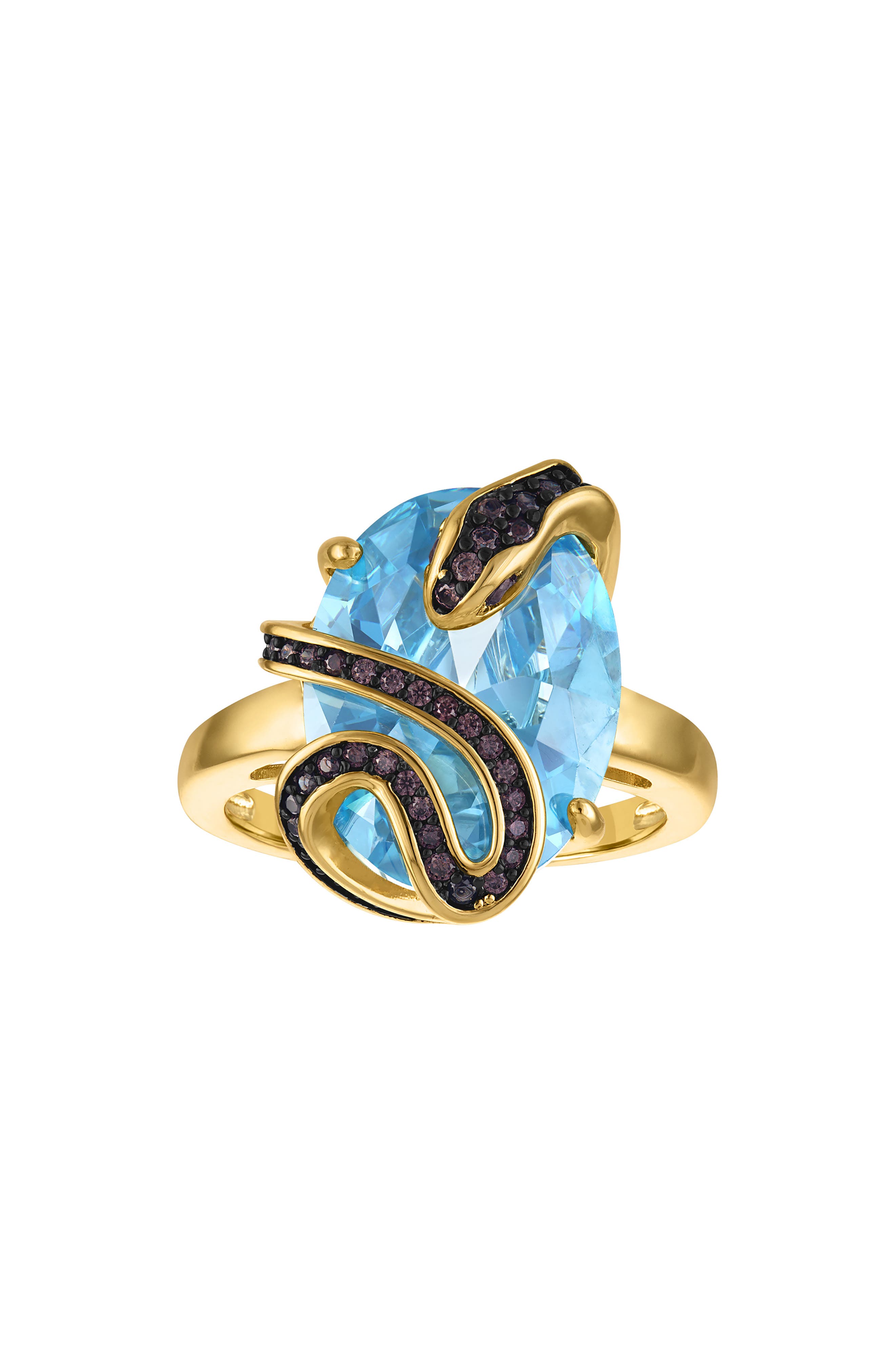 Synthetic Blue Topaz Snake Ring